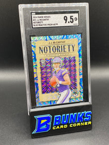 2024 JJ McCarthy Notoriety Blue Reactive Prizm SGC 9.5