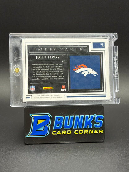 2020 John Elway Impeccable Silver Bar Super Bowl XXXIII 5/20