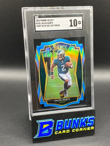 2020 Jalen Hurts Light Blue Die-Cut Prizm SGC 10