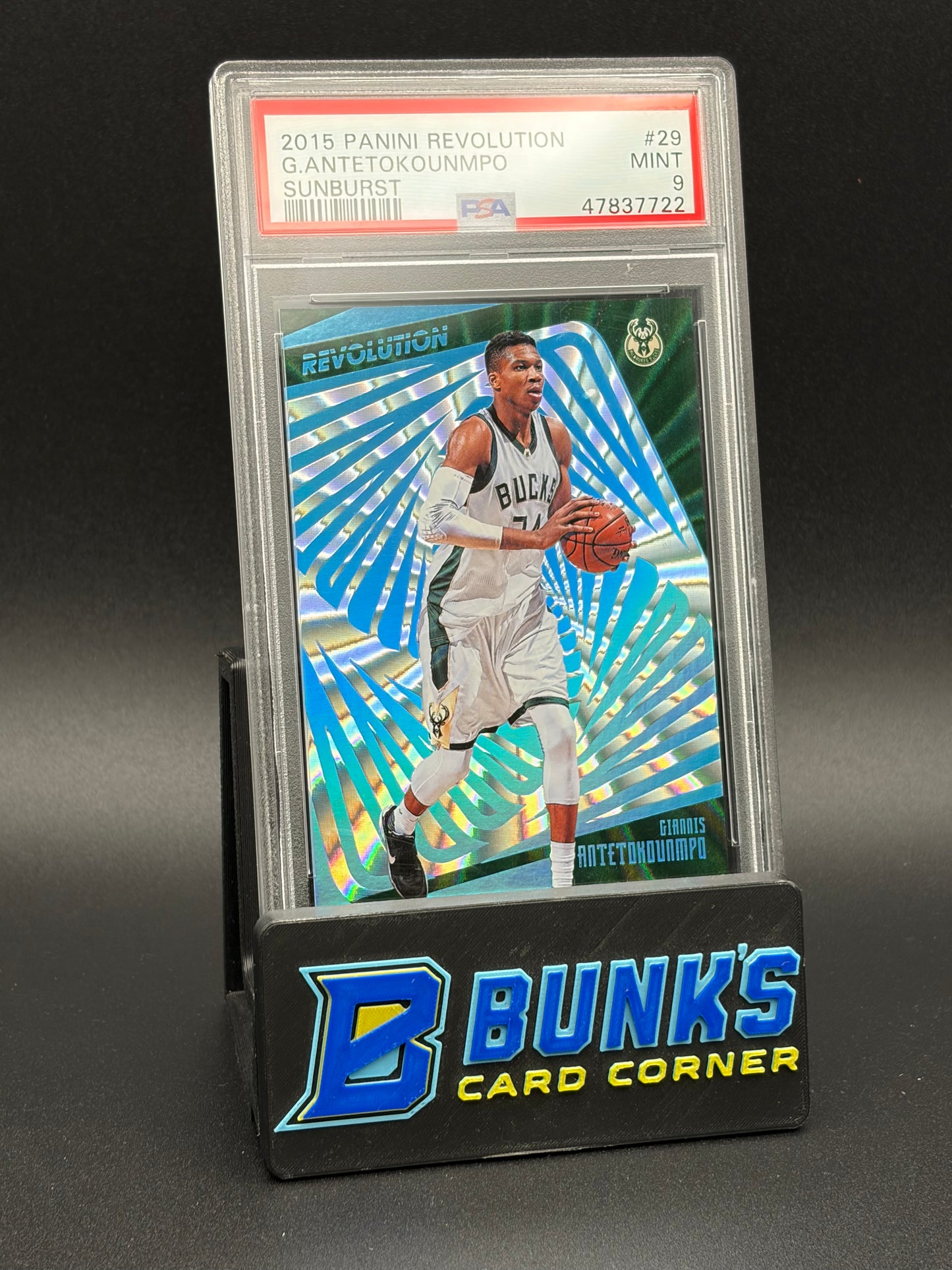 2015 Giannis Antetokounmpo Sunburst Revolution PSA 9 66/75