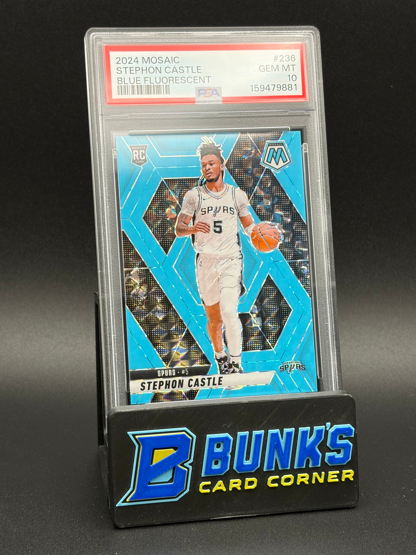 2024 Stephon Castle Blue Fluorescent Mosaic PSA 10 RC 22/75