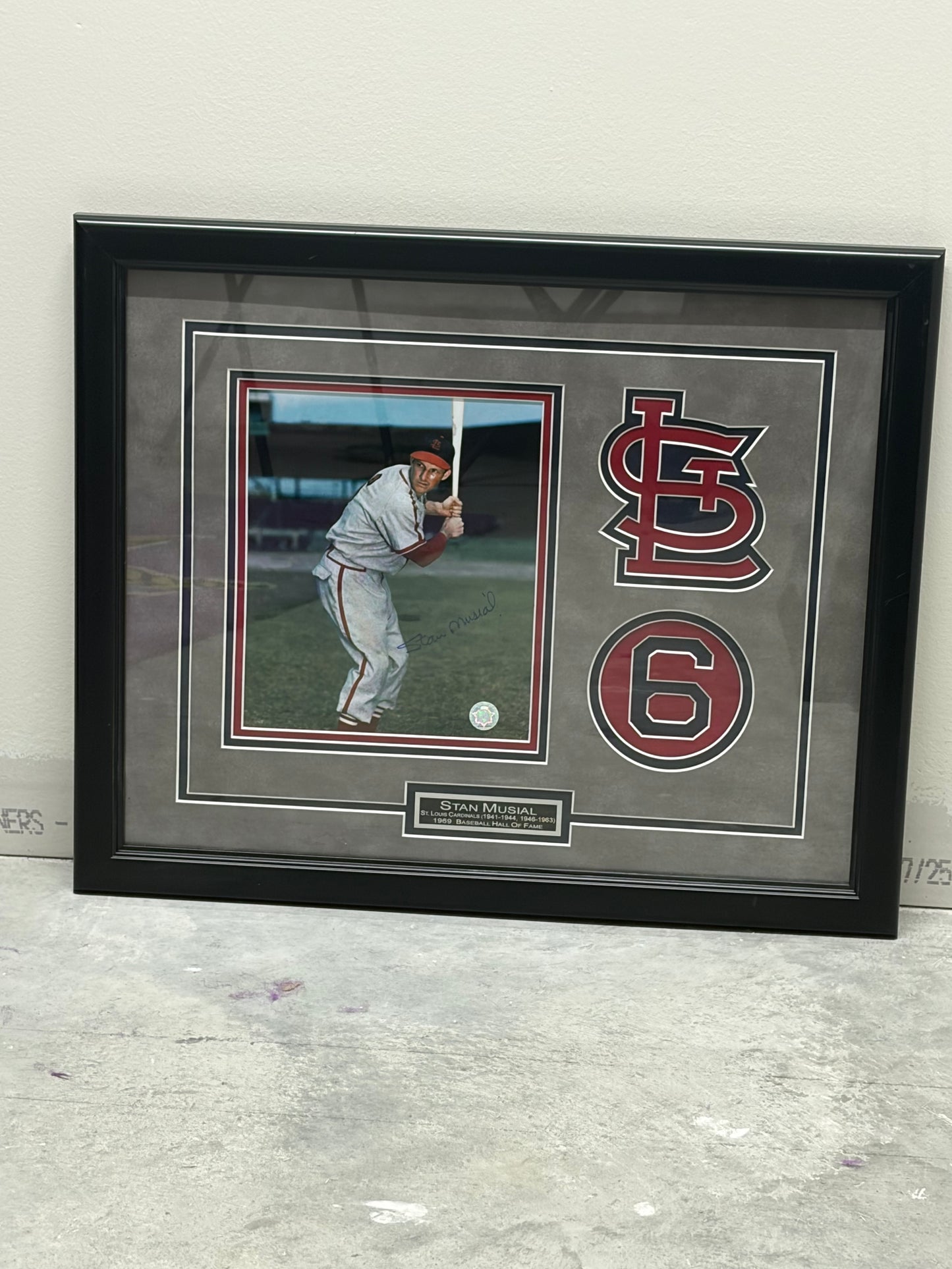 Stan Musial Auto 1969 Baseball HOF Frame 19x22