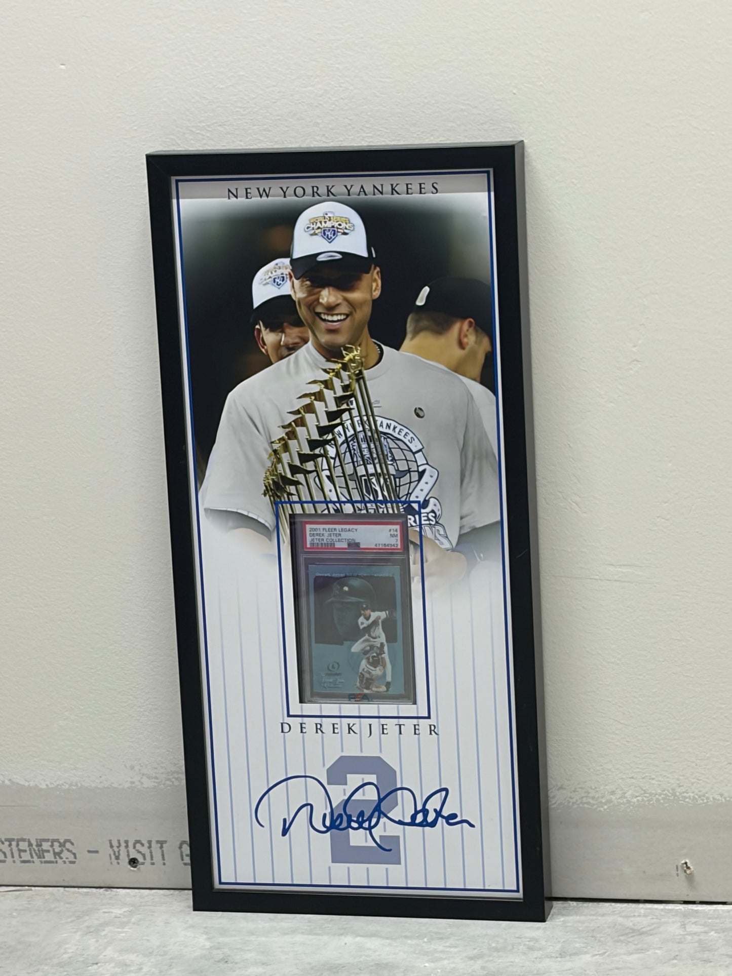 2001 Derek Jeter "Jeter Collection" Fleer Legacy PSA 7 Auto Frame 10x21