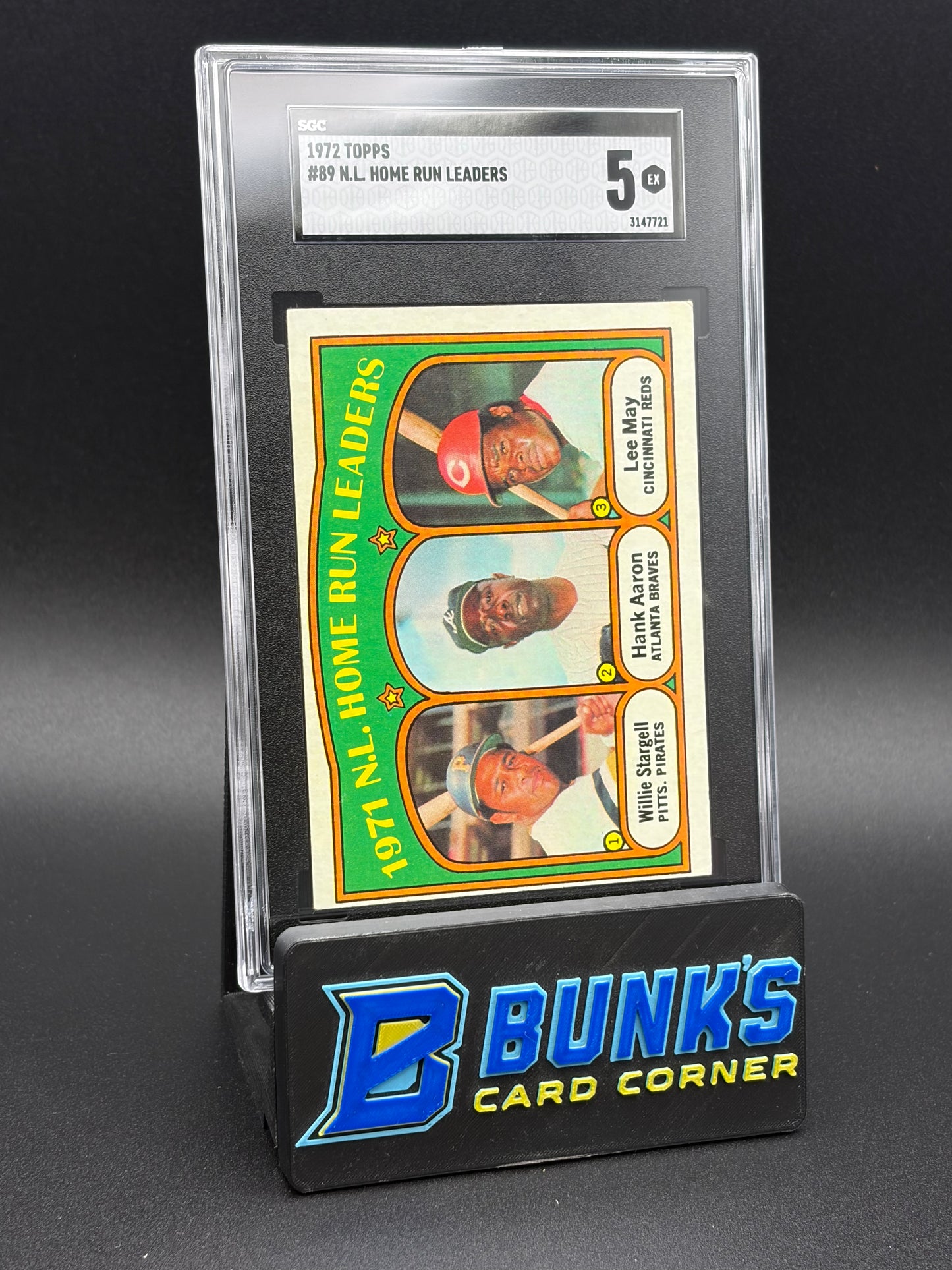 1972 Willie Stargell & Hank Aaron & Lee May Home Run Leaders SGC 5