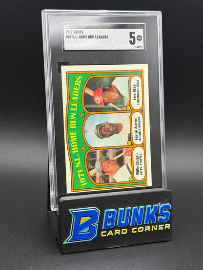 1972 Willie Stargell & Hank Aaron & Lee May Home Run Leaders SGC 5