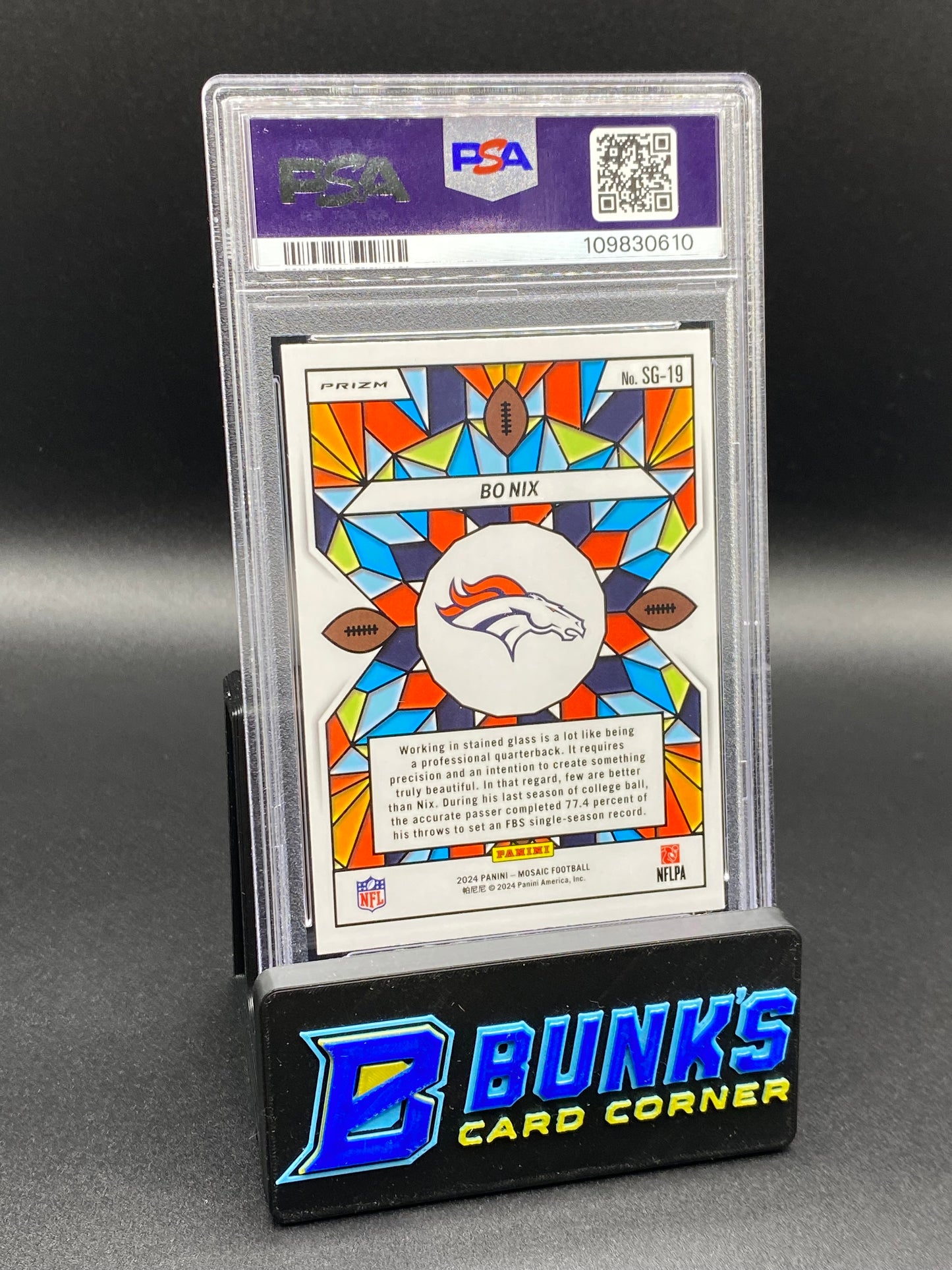 2024 Bo Nix Stained Glass PSA 9