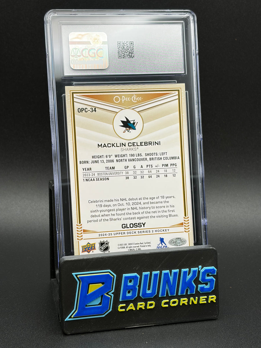 2024-25 Macklin Celebrini OPC Glossy Upper Deck RC CGC 10