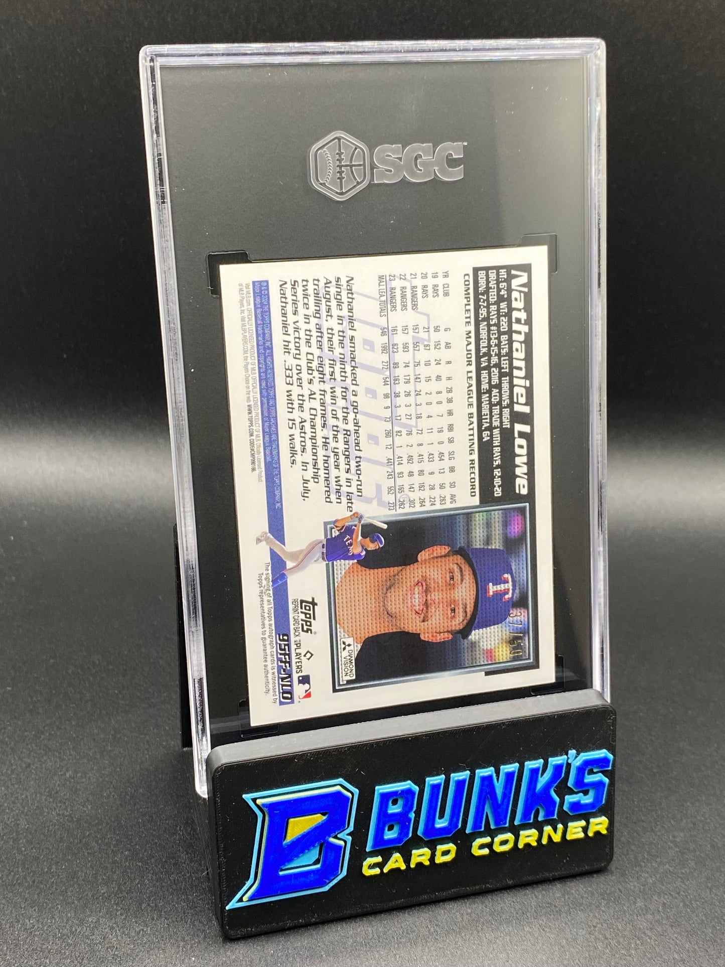 2024 Nathaniel Lowe '95 Fan Favorites Auto. Gold Foilboard 37/50 SGC 10/10