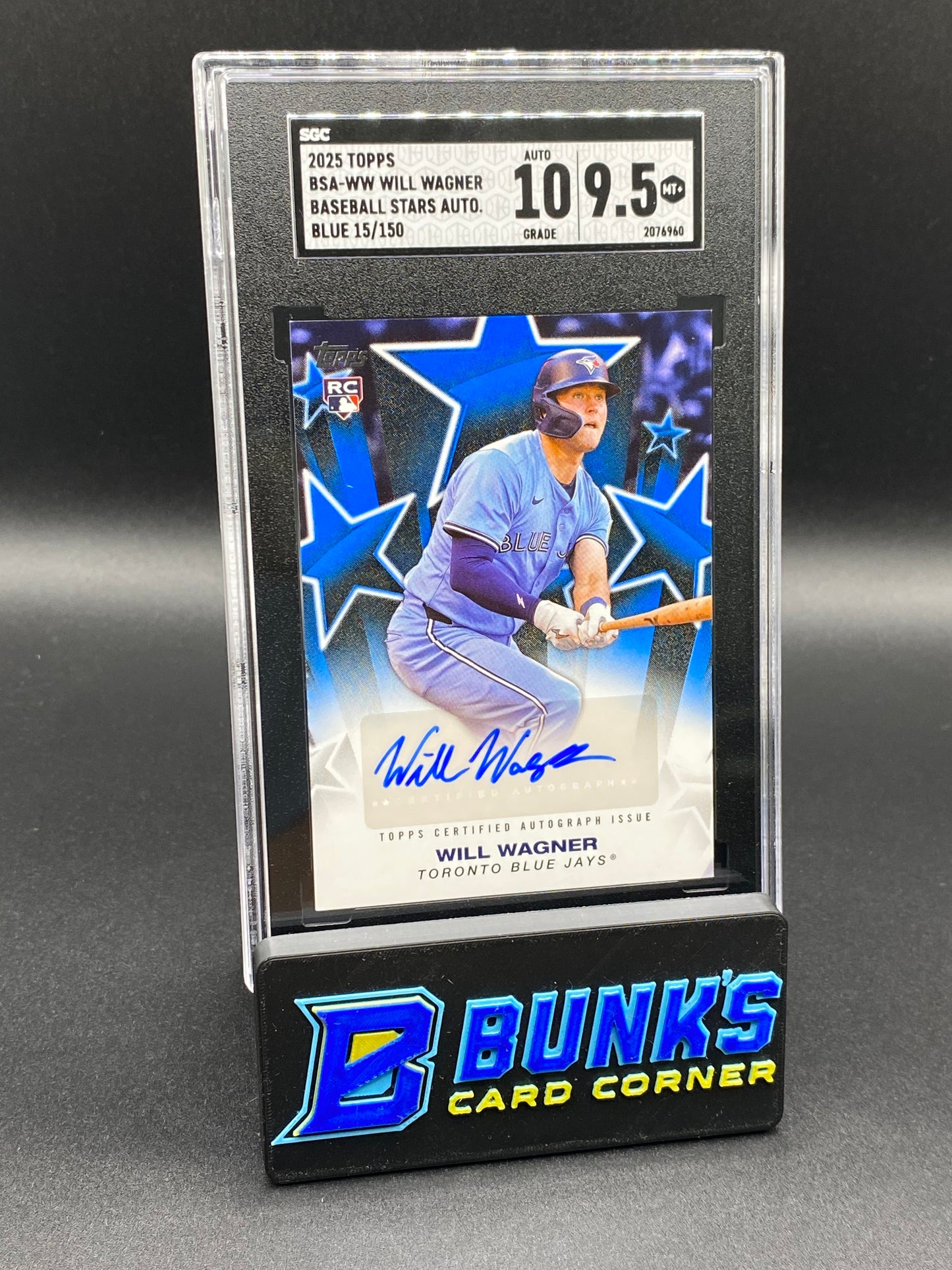 2025 Will Wagner Baseball Stars Auto. Blue 15/150 SGC 10/9.5