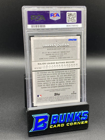2022 Jarren Duran Auto-Negative Inverse PSA Auto. 9 Mint 9