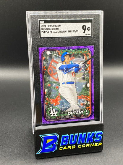 2024 Shohei Ohtani Purple Metallic Holiday Tree 75/99 SGC 9