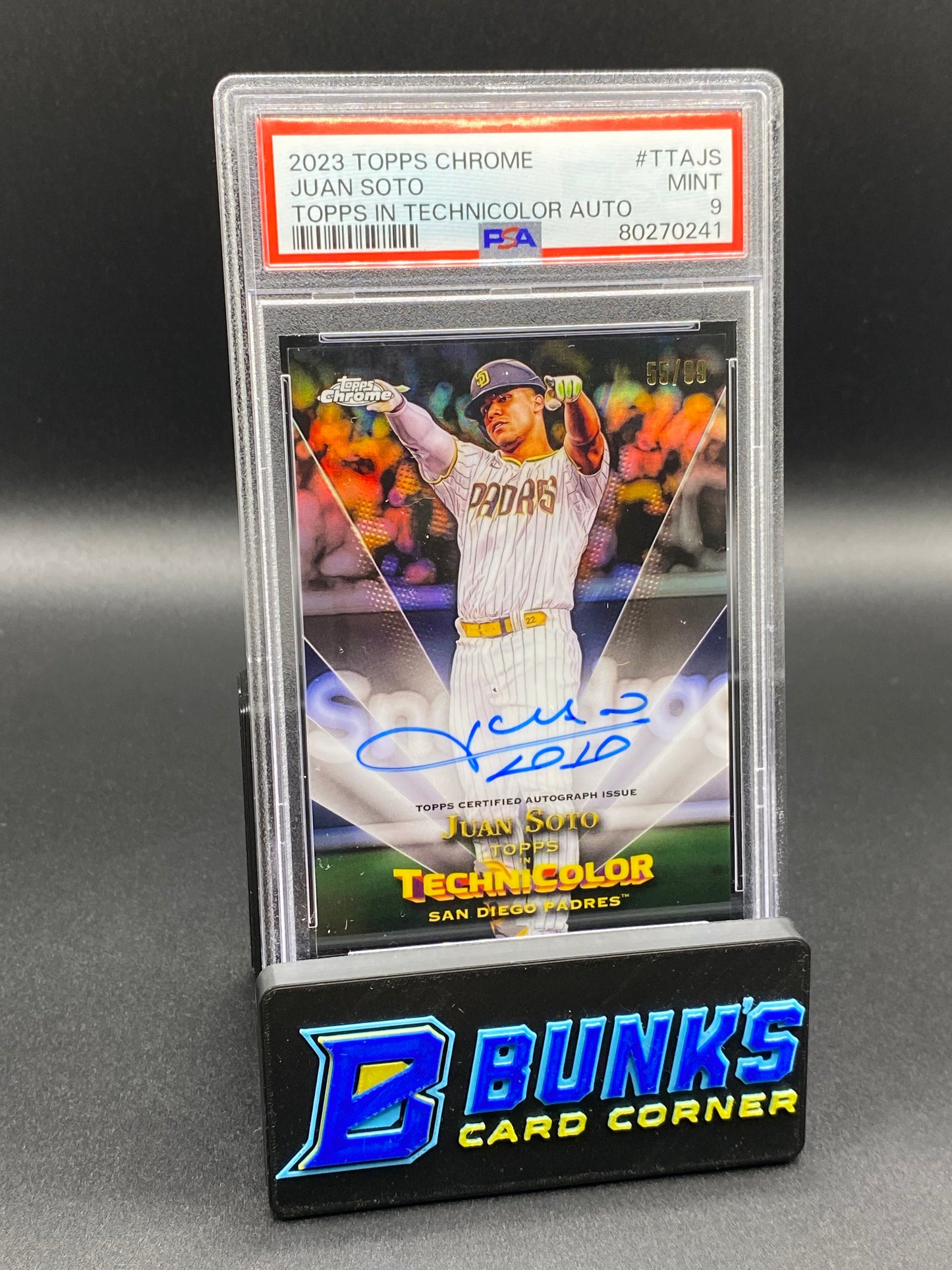 2023 Juan Soto Topps in Technicolor Auto. PSA 9
