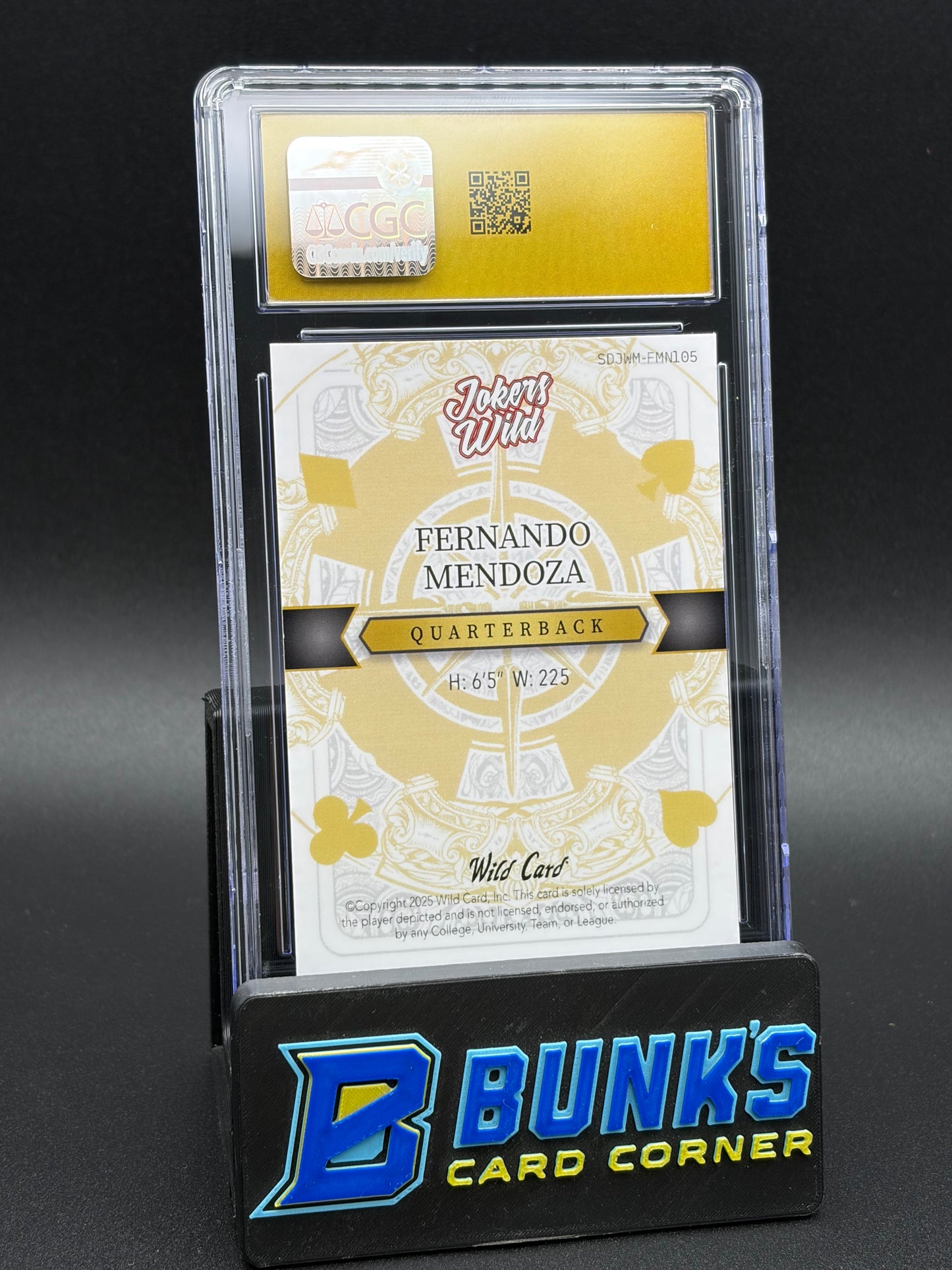 2025 Fernando Mendoza Lava Wild Card Jokers CGC Pristine 10 1/1