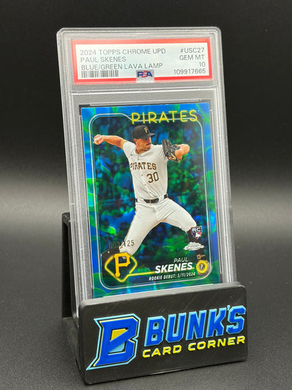 2024 Paul Skenes Blue/Green Lava Lamps Topps Chrome PSA 10 RC 3/125