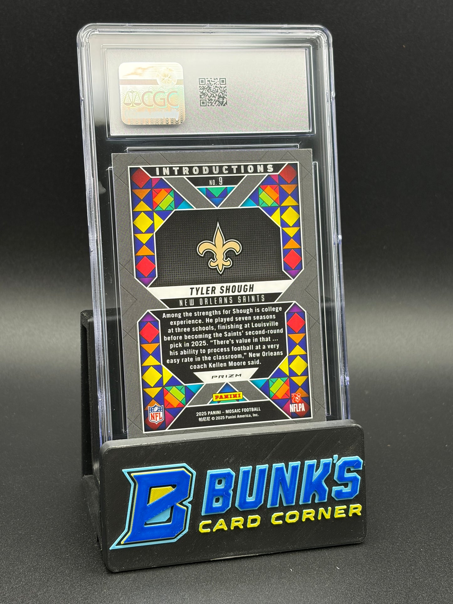 2025 Tyler Shough No Huddle Shough Panini Mosaic CGC 10 RC