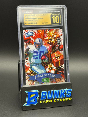 2025 Barry Sanders Red Diagonal Shimmer Wrapped Wild Card CGC Pristine 10 1/4