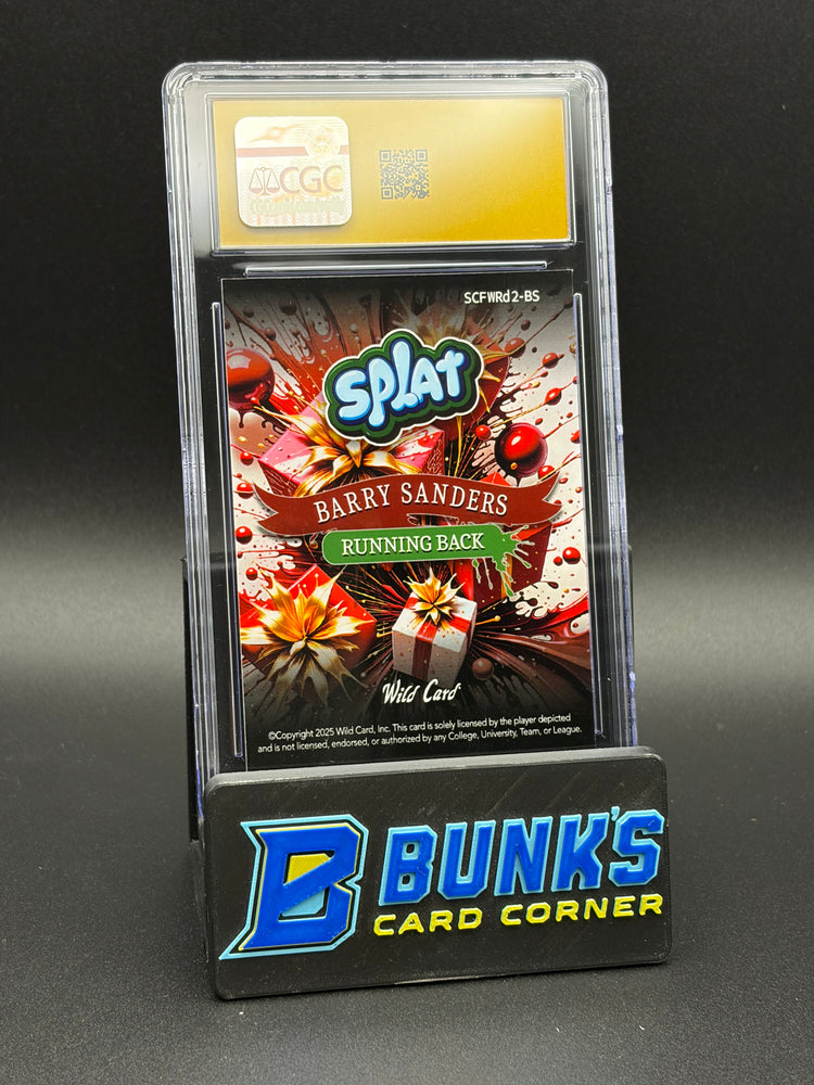 2025 Barry Sanders Red Diagonal Shimmer Wrapped Wild Card CGC Pristine 10 1/4