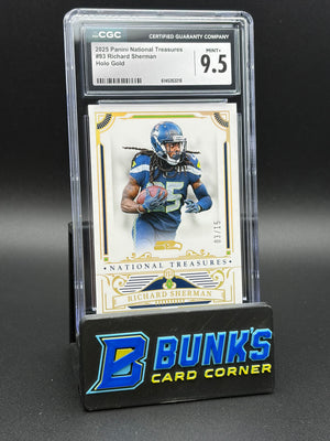 2025 Richard Sherman Holo Gold Panini National Treasures CGC 9.5 3/15