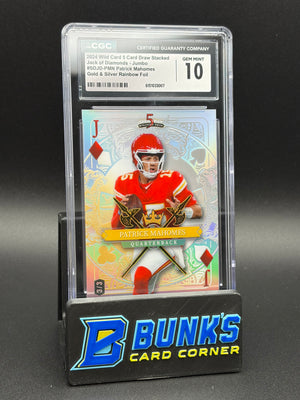 2024 Patrick Mahomes Gold & Silver Rainbow Foil Jack of Diamonds Jumbo Wild Card CGC 10 3/3