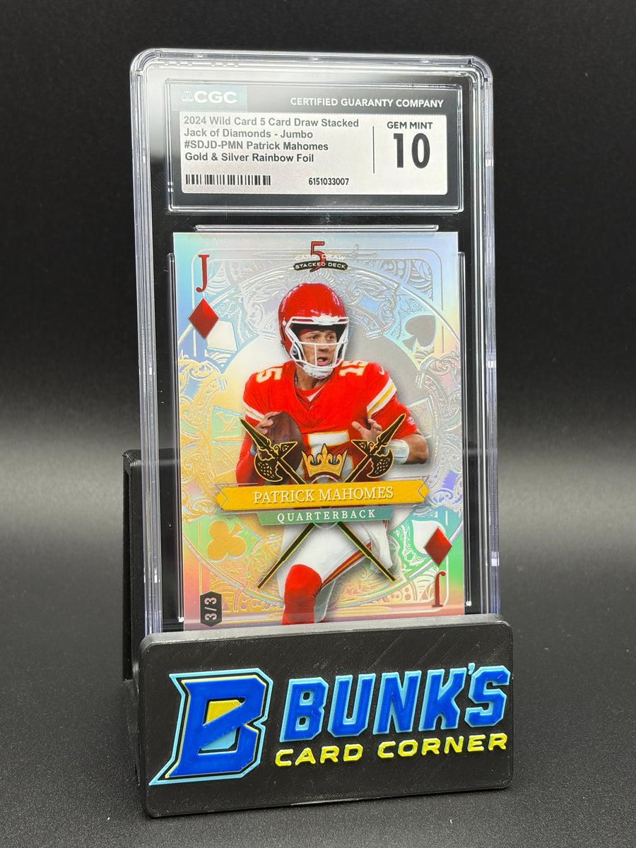 2024 Patrick Mahomes Gold & Silver Rainbow Foil Jack of Diamonds Jumbo Wild Card CGC 10 3/3