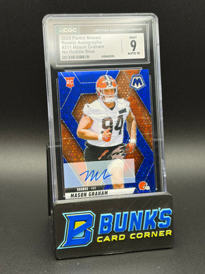 2025 Mason Graham No Huddle Blue Rookie Auto Mosaic CGC 9 Auto 10 RC
