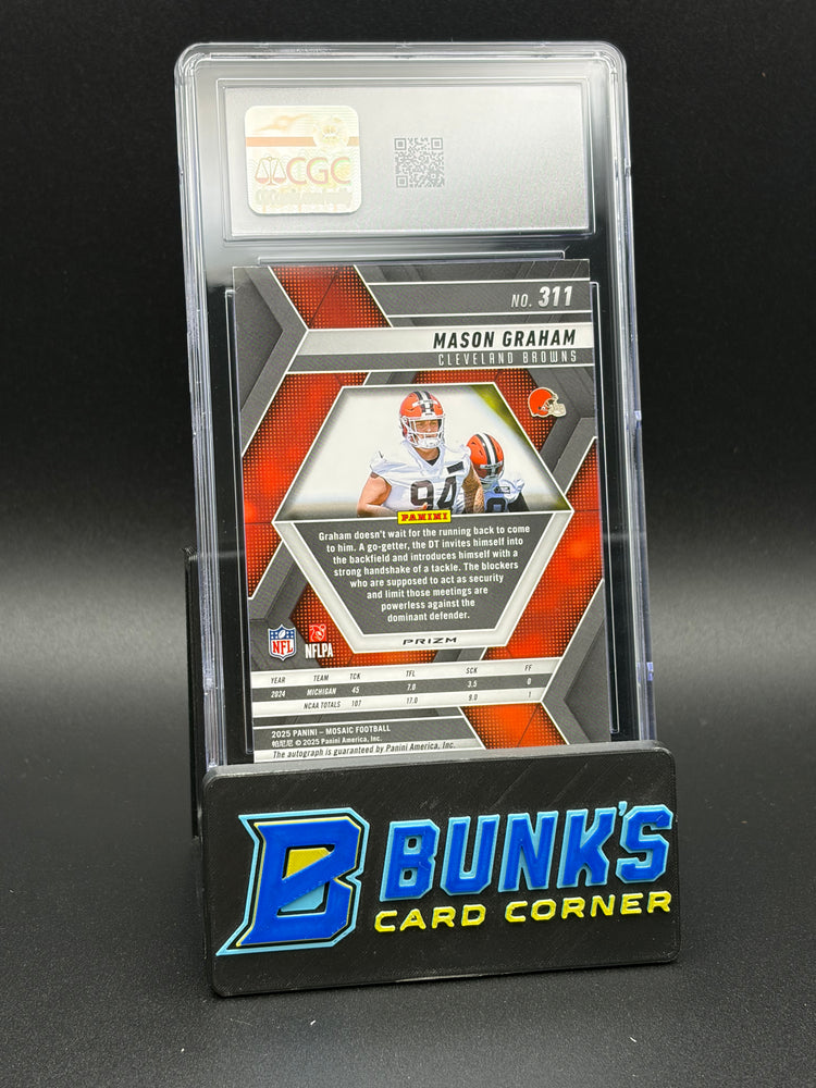 2025 Mason Graham No Huddle Blue Rookie Auto Mosaic CGC 9 Auto 10 RC