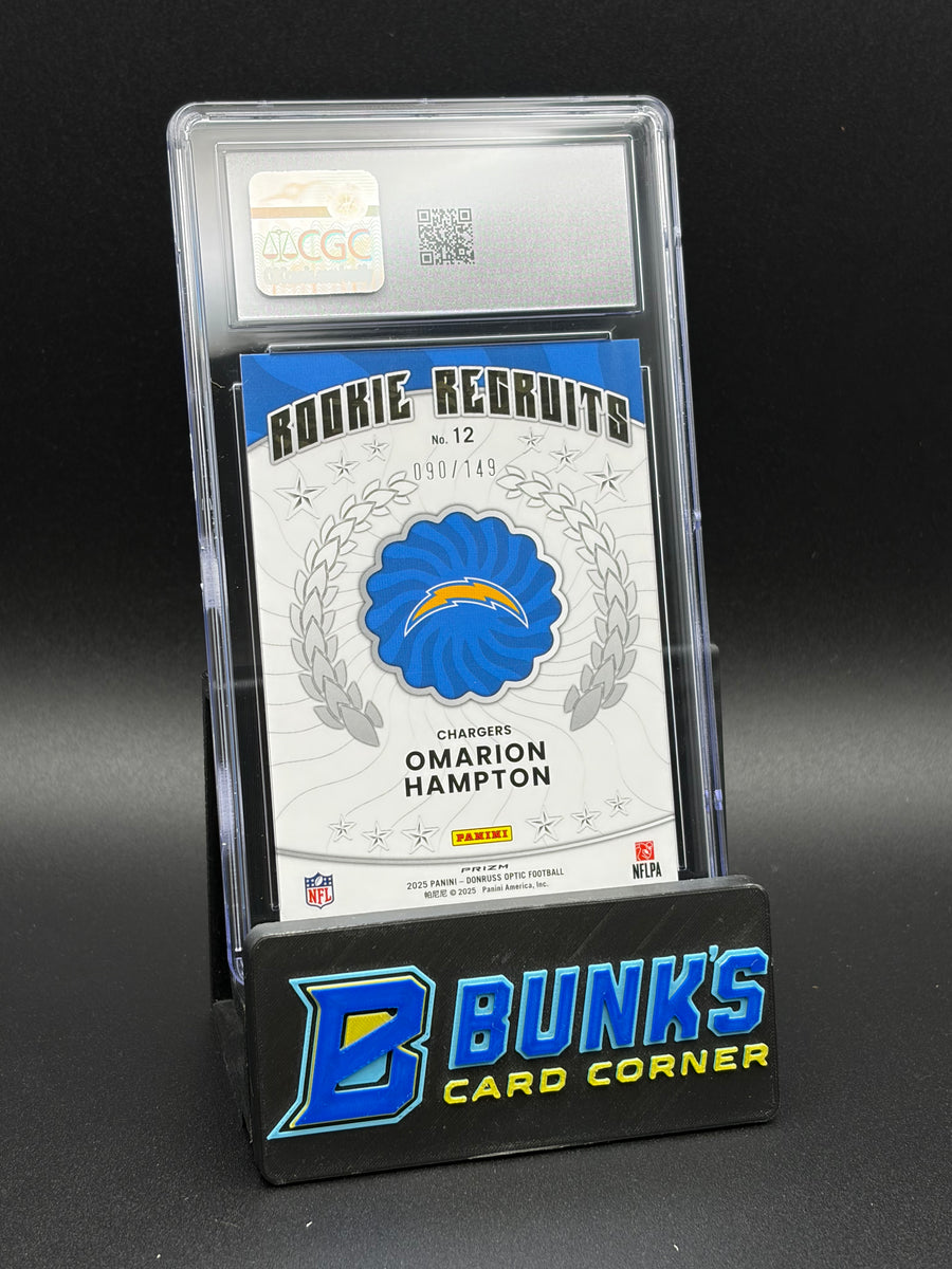 2025 Omarion Hampton Black Pandora Rookie Recruits Donruss Optic CGC 9.5 RC