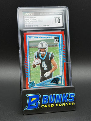 2025 Tetairoa McMillan Red Wave Optic Preview Donruss CGC 10