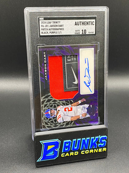 2024 Jaxson Dart Patch Auto. Black, Purple 1/1 SGC Auto 10