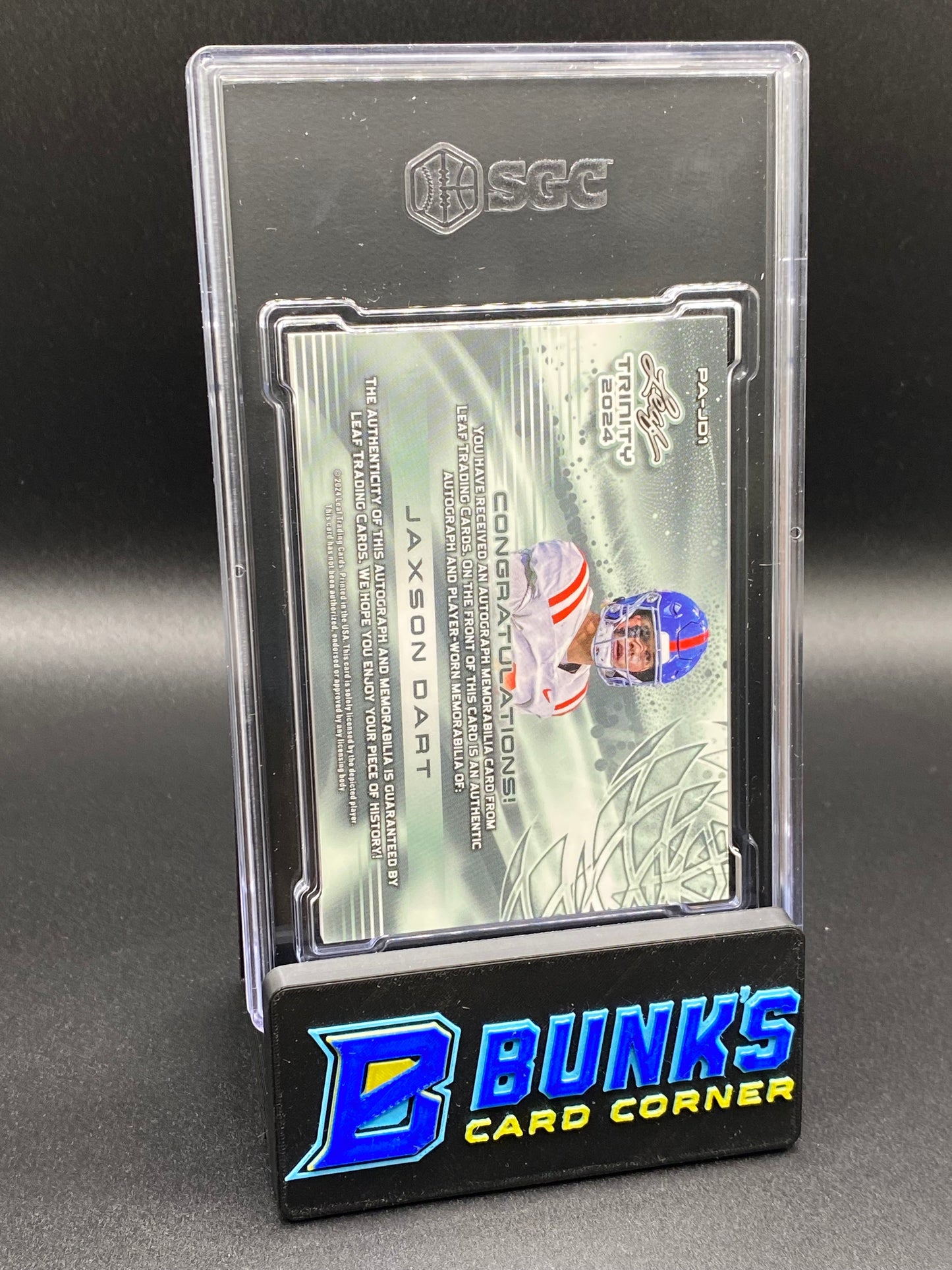 2024 Jaxson Dart Patch Auto. Black, Purple 1/1 SGC Auto 10