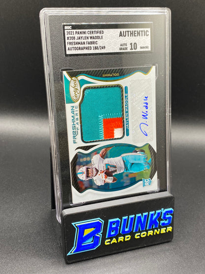 2021 Jaylen Waddle Freshman Fabric Auto. 188/249 SGC Auto. 10