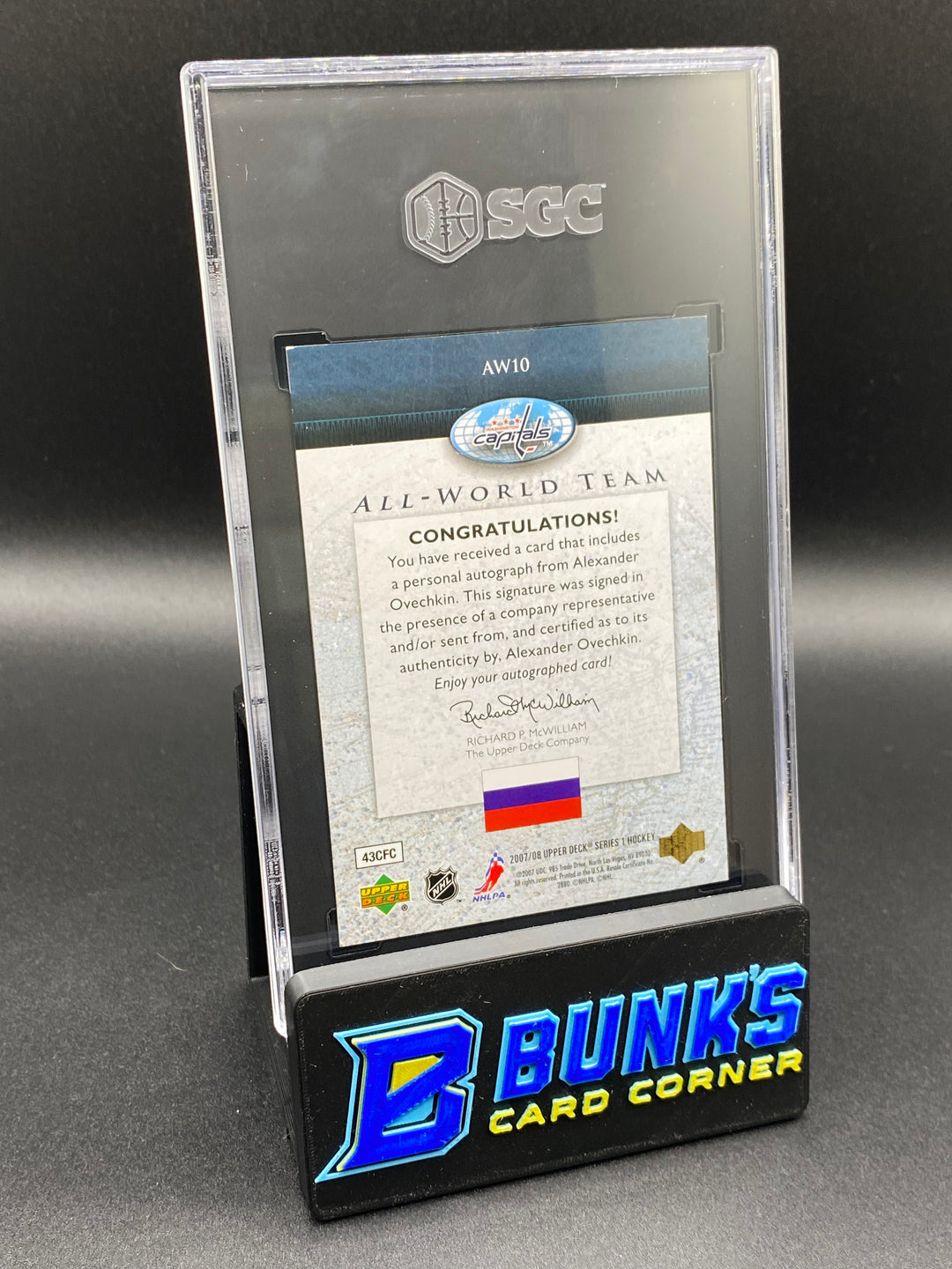 2007-08 Alexander Ovechkin All-World Team Auto. 4/5 SGC Auto. 10