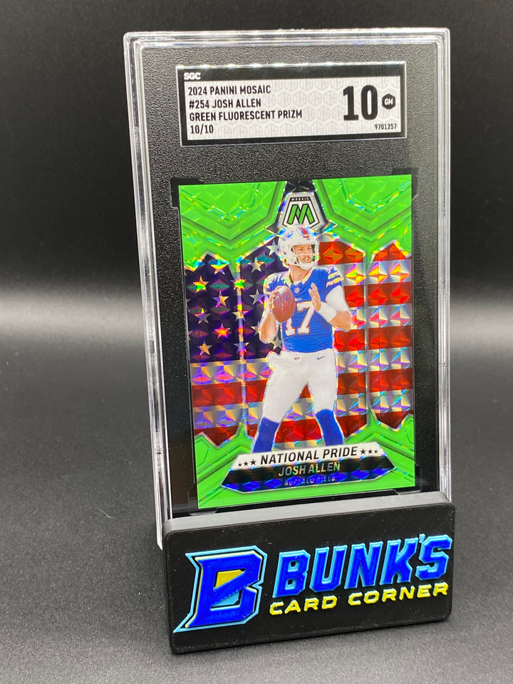 2024 Josh Allen Green Fluorescent Prizm 10/10 SGC 10