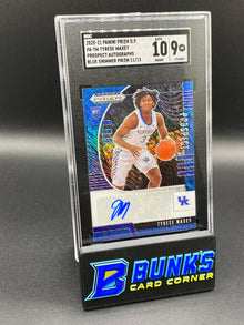 2020-21 Tyrese Maxey Prospect Auto. Blue Shimmer Prizm 11/13 SGC 10/9