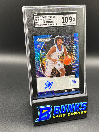 2020-21 Tyrese Maxey Prospect Auto. Blue Shimmer Prizm 11/13 SGC 10/9