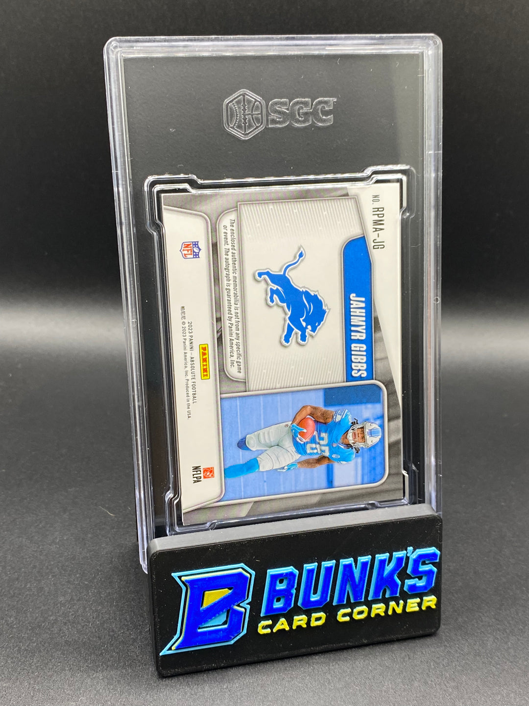 2023 Jahmyr Gibbs Rookie Premiere Quad Mat. Auto. 34/49 SGC Authentic