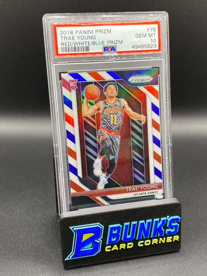 2018 Trae Young Red/White/Blue Prizm PSA 10