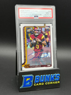 2025 Jayden Daniels Auto White Refractor PSA 9 Auto 10