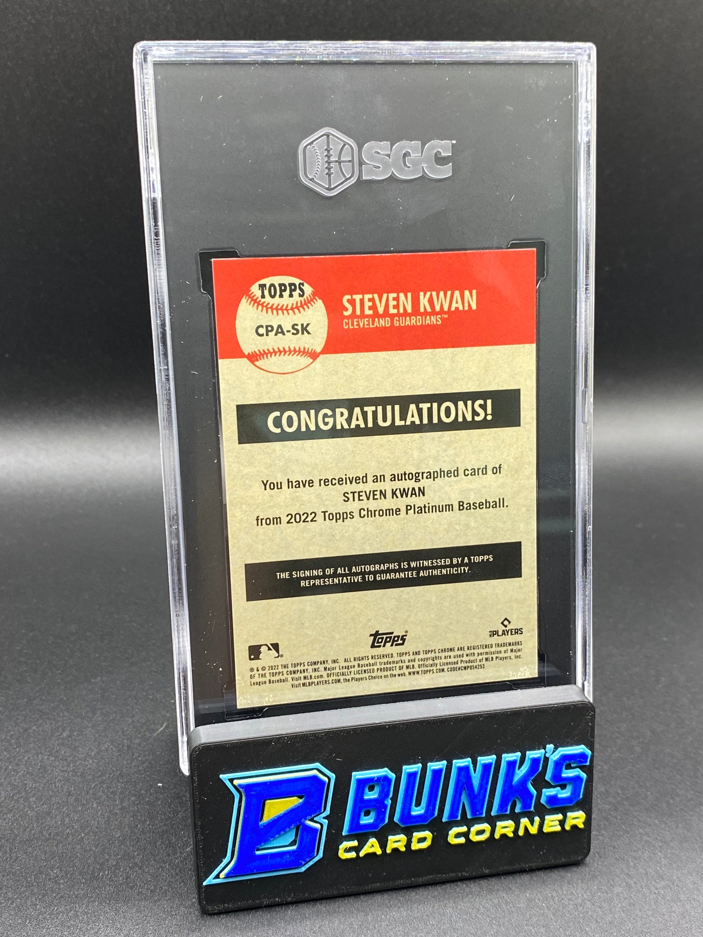 2022 Steven Kwan Platinum Anniversary Auto. SGC 10/9.5