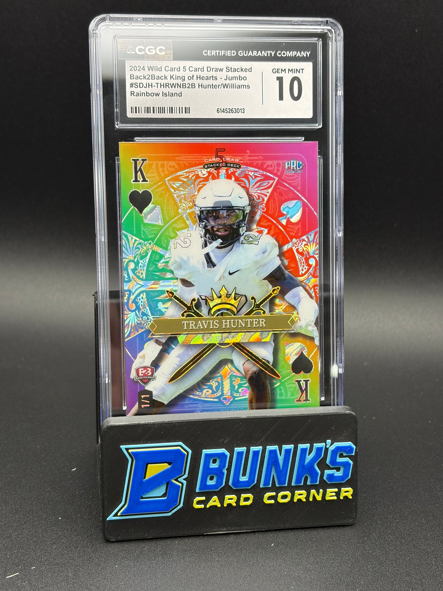2024 Travis Hunter & Ryan Williams Dual SIded Rainbow Island King of Hearts CGC 10 1/1