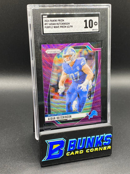 2024 Aidan Hutchinson Purple Wave Prizm 62/99 SGC 10