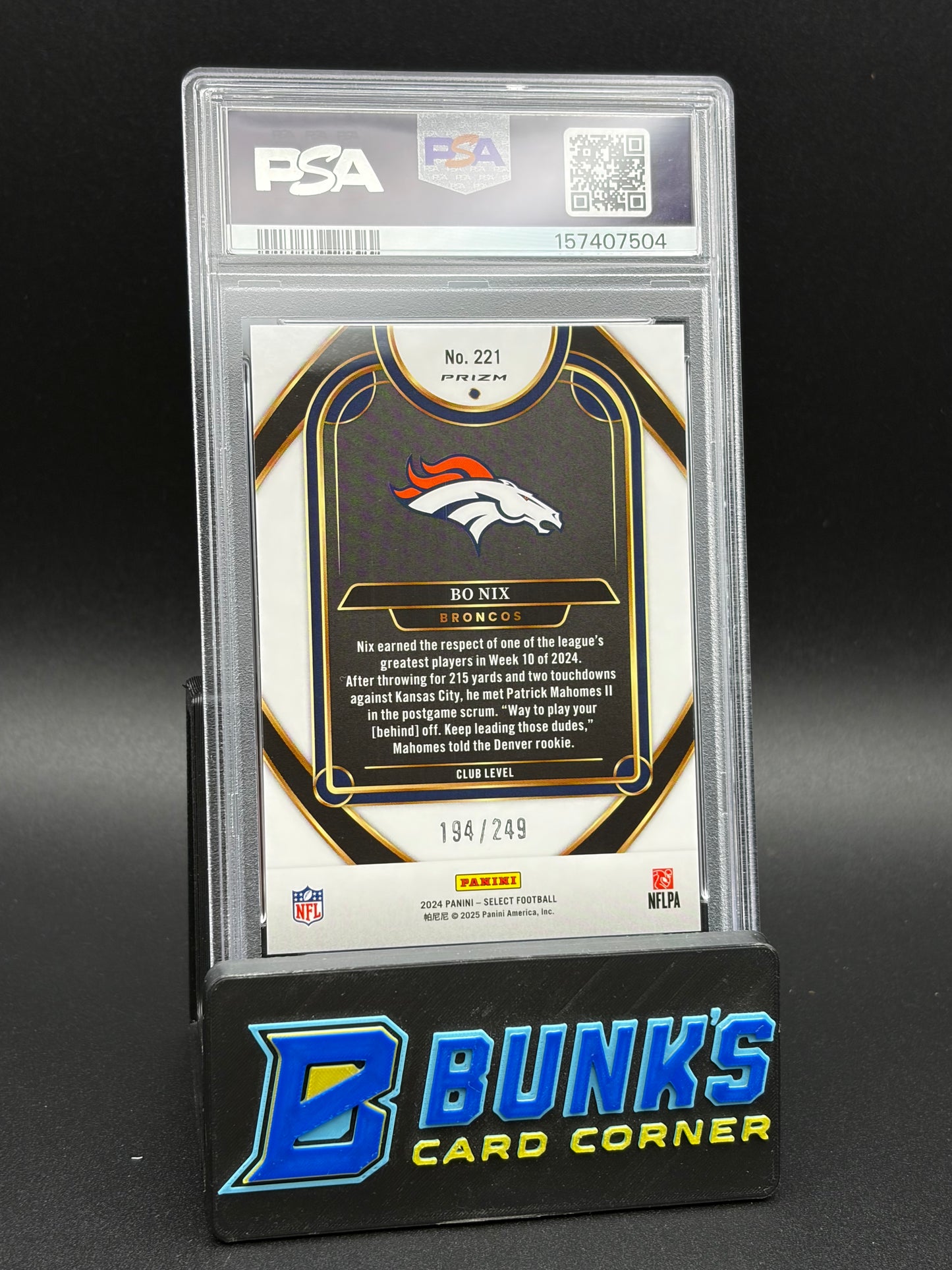 2024 Bo Nix Red Shock Select PSA 10 RC 194/249