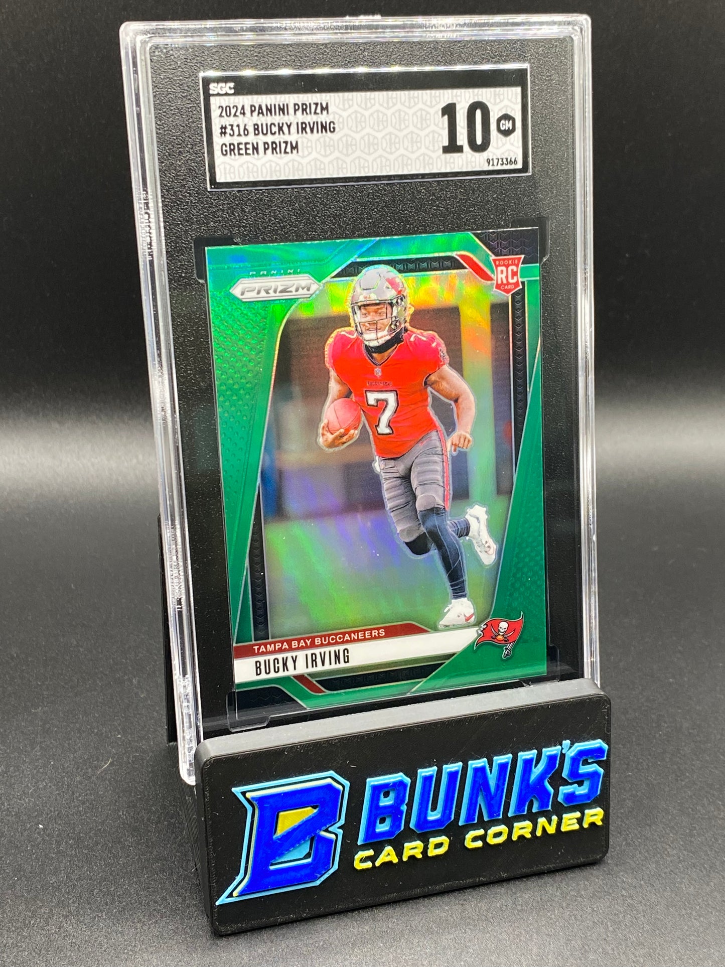 2024 Bucky Irving Green Prizm SGC 10