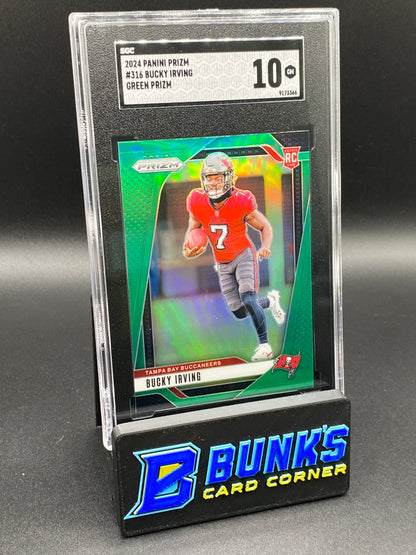 2024 Bucky Irving Green Prizm SGC 10