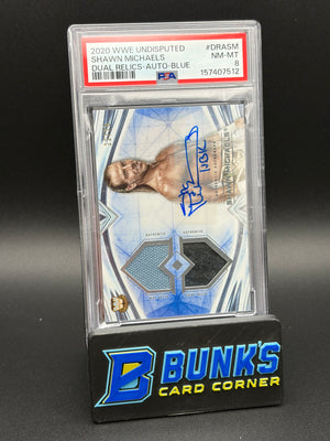 2020 Shawn Michaels Dual Relics Auto Blue PSA 8 22/25