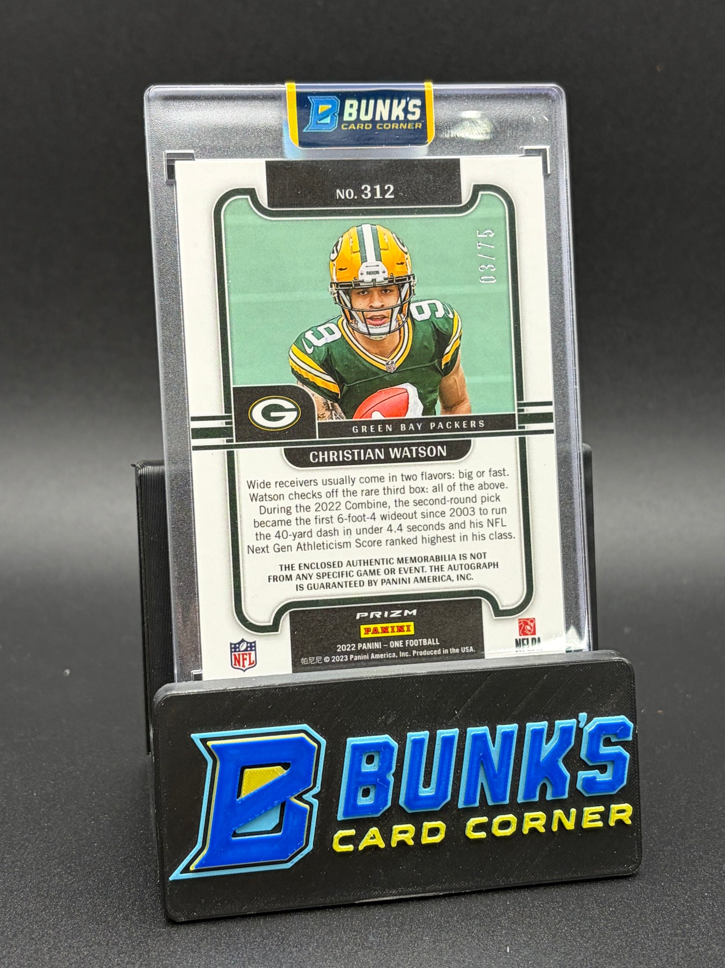 2022 Christian Watson One Panini Patch Auto 3/75