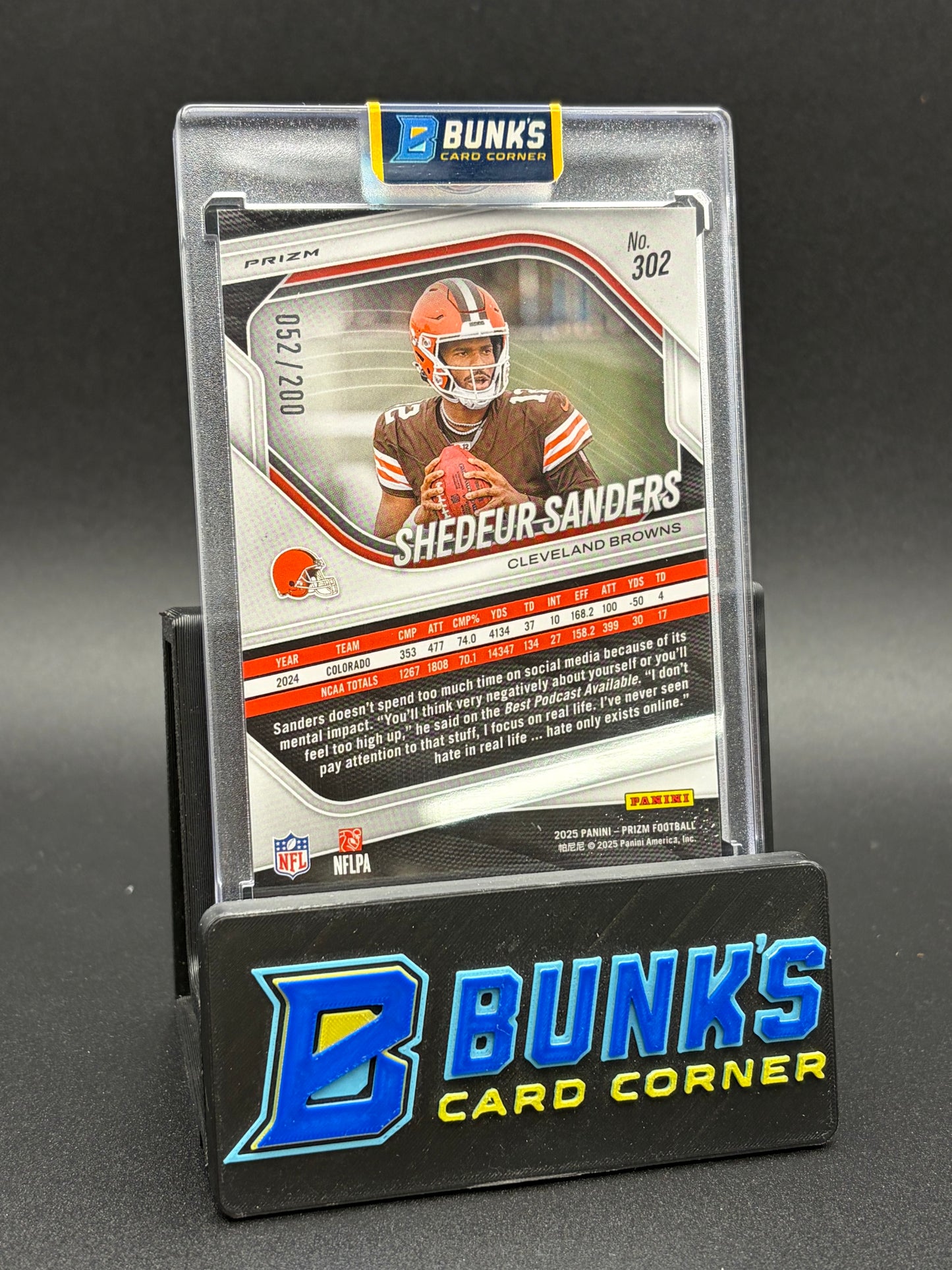 2025 Shedeur Sanders Prizm Panini RC 52/200