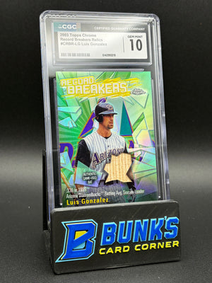 2003 Luis Gonzalez Record Breakers Relics Topps Chrome CGC 10