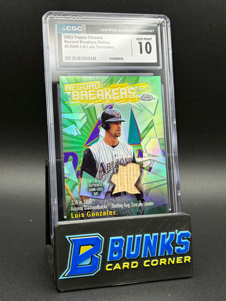 2003 Luis Gonzalez Record Breakers Relics Topps Chrome CGC 10