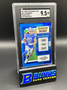 2021 TJ Hockenson Season Ticket Blue Prizm 92/99 SGC 9.5